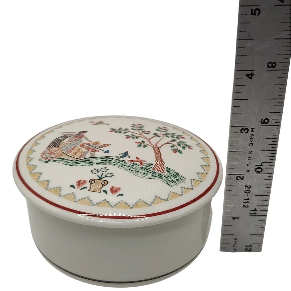 Villeroy and Boch American Sampler Trinket Box with Lid Vintage 1980s Luxembourg